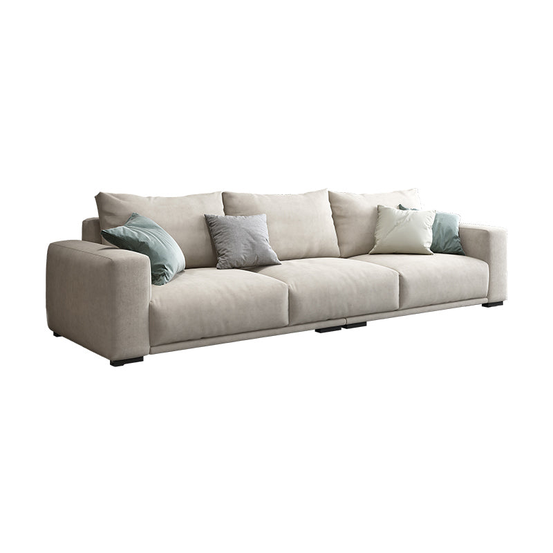 Modernism Cushions Sofa & Chaise 33.46" H Faux Leather Loose Back Sofa in White 110"L x 39.5"W x 33.5"H Clearhalo 'furn' 'furn_sectionals' 'Furniture' 'furniture_sectionals' 'Living Room Furniture' 'Sectionals' 5072292