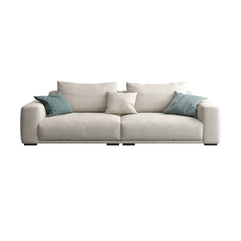 Modernism Cushions Sofa & Chaise 33.46" H Faux Leather Loose Back Sofa in White 82.5"L x 39.5"W x 33.5"H Clearhalo 'furn' 'furn_sectionals' 'Furniture' 'furniture_sectionals' 'Living Room Furniture' 'Sectionals' 5072293