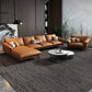 Orange Sponge Padded Leather Sofa with Pillow Back and Flared Armrest Sectional Clearhalo 'furn' 'furn_sectionals' 'Furniture' 'furniture_sectionals' 'Living Room Furniture' 'Sectionals' 5072302