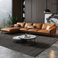 Orange Sponge Padded Leather Sofa with Pillow Back and Flared Armrest Sectional Clearhalo 'furn' 'furn_sectionals' 'Furniture' 'furniture_sectionals' 'Living Room Furniture' 'Sectionals' 5072303