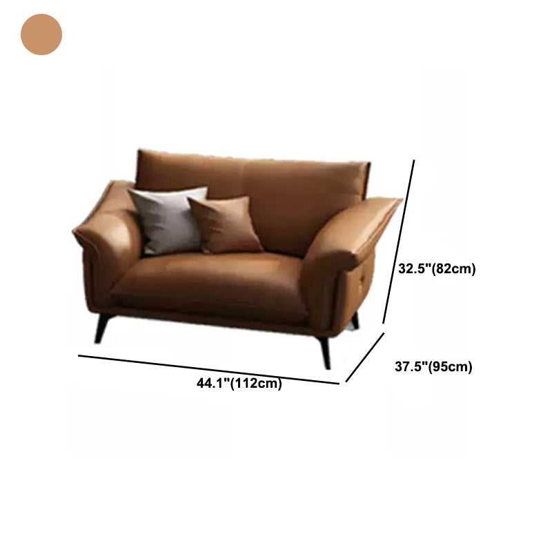 Orange Sponge Padded Leather Sofa with Pillow Back and Flared Armrest Sectional Clearhalo 'furn' 'furn_sectionals' 'Furniture' 'furniture_sectionals' 'Living Room Furniture' 'Sectionals' 5072318
