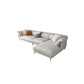 White Sectional Feather Padded Leather Sofa with Pillow Back 136"L x 72"W x 33"H Right Clearhalo 'furn' 'furn_sectionals' 'Furniture' 'furniture_sectionals' 'Living Room Furniture' 'Sectionals' 5072354