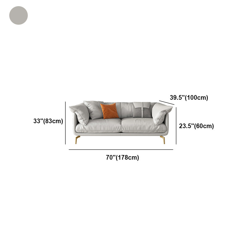 White Sectional Feather Padded Leather Sofa with Pillow Back Clearhalo 'furn' 'furn_sectionals' 'Furniture' 'furniture_sectionals' 'Living Room Furniture' 'Sectionals' 5072370
