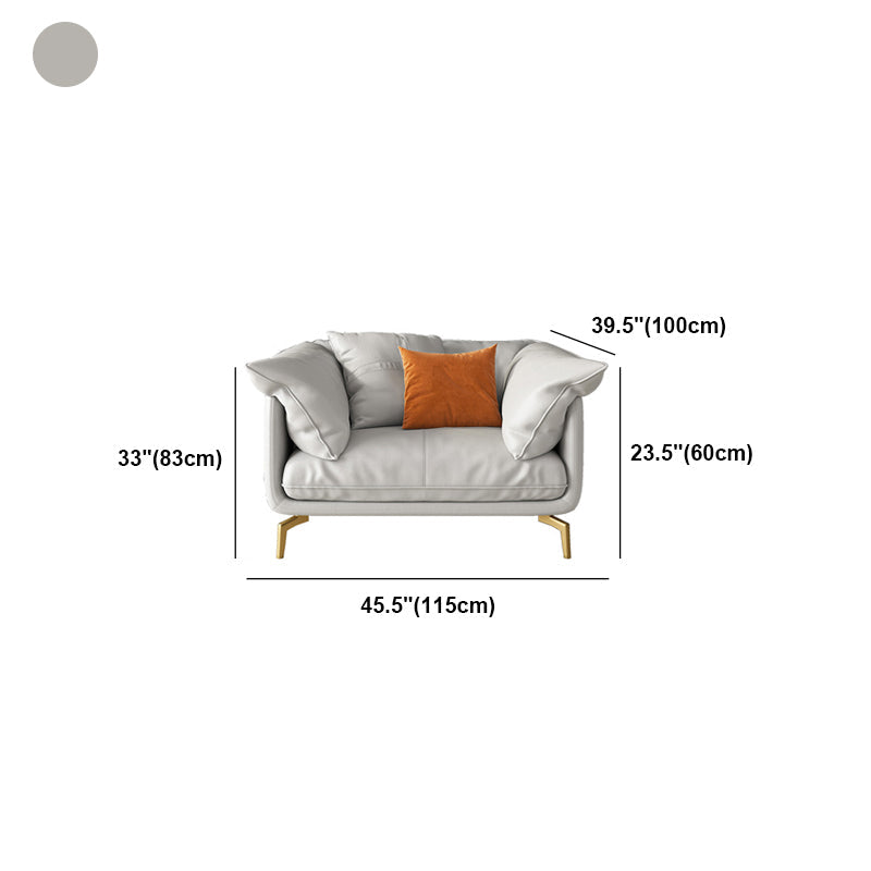 White Sectional Feather Padded Leather Sofa with Pillow Back Clearhalo 'furn' 'furn_sectionals' 'Furniture' 'furniture_sectionals' 'Living Room Furniture' 'Sectionals' 5072375