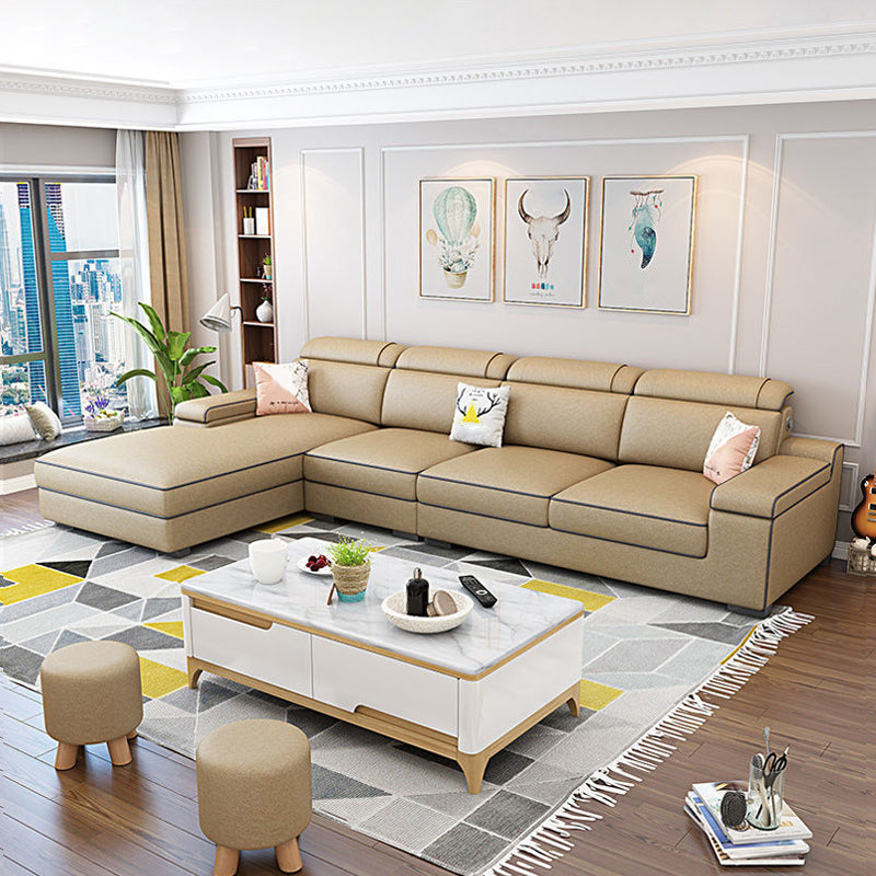Scandinavian Pillow Top Arm Sectional with Storage for Living Room Brown Clearhalo 'furn' 'furn_sectionals' 'Furniture' 'furniture_sectionals' 'Living Room Furniture' 'Sectionals' 5072405