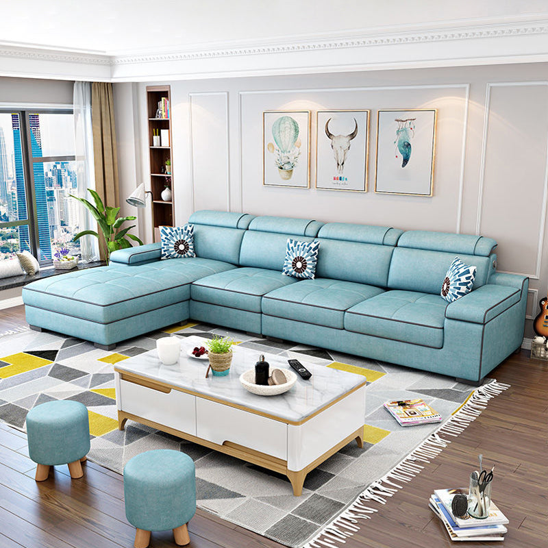 Scandinavian Pillow Top Arm Sectional with Storage for Living Room Mint Green Clearhalo 'furn' 'furn_sectionals' 'Furniture' 'furniture_sectionals' 'Living Room Furniture' 'Sectionals' 5072407