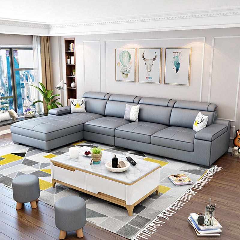 Scandinavian Pillow Top Arm Sectional with Storage for Living Room Light Gray Clearhalo 'furn' 'furn_sectionals' 'Furniture' 'furniture_sectionals' 'Living Room Furniture' 'Sectionals' 5072419