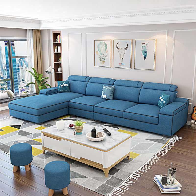 Scandinavian Pillow Top Arm Sectional with Storage for Living Room Dark Blue Clearhalo 'furn' 'furn_sectionals' 'Furniture' 'furniture_sectionals' 'Living Room Furniture' 'Sectionals' 5072420
