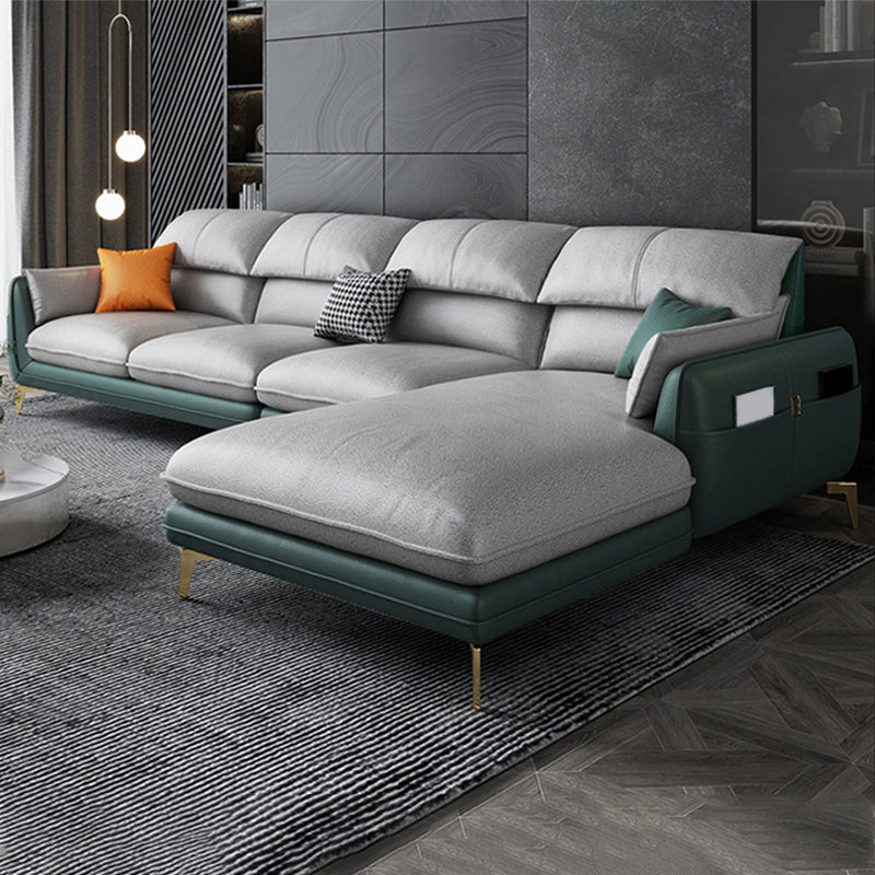 Scandinavian Pillow Top Arm Sectional with Storage for Four People Clearhalo 'furn' 'furn_sectionals' 'Furniture' 'furniture_sectionals' 'Living Room Furniture' 'Sectionals' 5072427