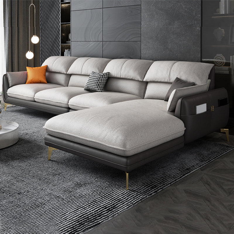 Scandinavian Pillow Top Arm Sectional with Storage for Four People Clearhalo 'furn' 'furn_sectionals' 'Furniture' 'furniture_sectionals' 'Living Room Furniture' 'Sectionals' 5072428