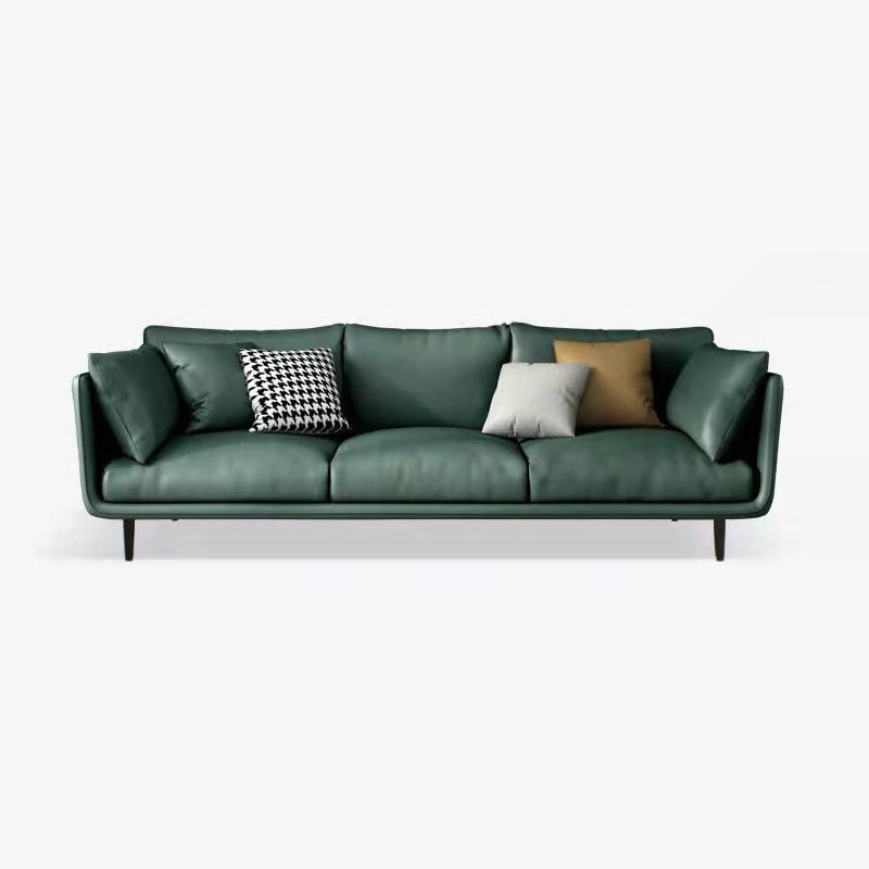 3 Seater 33.4"H Faux Leather Square Arm Sofa for Living Room Green Clearhalo 'furn' 'furn_sofas' 'Furniture' 'furniture_sofas' 'Living Room Furniture' 'Sofa' 'sofas' 5072444