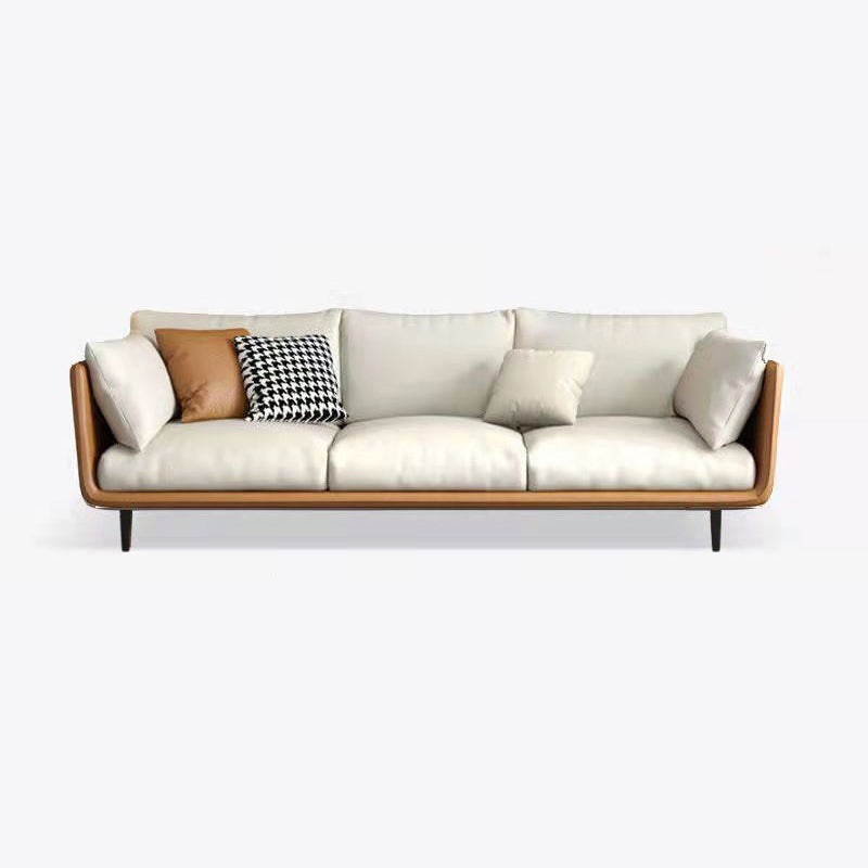 3 Seater 33.4"H Faux Leather Square Arm Sofa for Living Room White-Saffron Clearhalo 'furn' 'furn_sofas' 'Furniture' 'furniture_sofas' 'Living Room Furniture' 'Sofa' 'sofas' 5072446