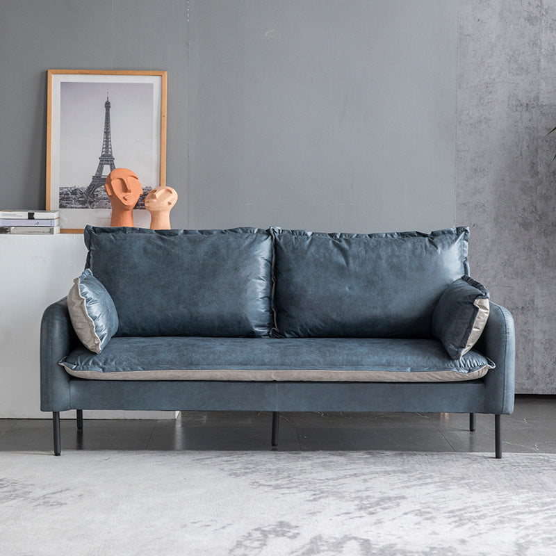 Contemporary Square Arm Sofa Standard Sofa with Pillows for Living Room, Apartment Royal Blue Clearhalo 'Furniture' 'furniture_sofas' 'Living Room Furniture' 'Sofa' 'sofas' 5072463