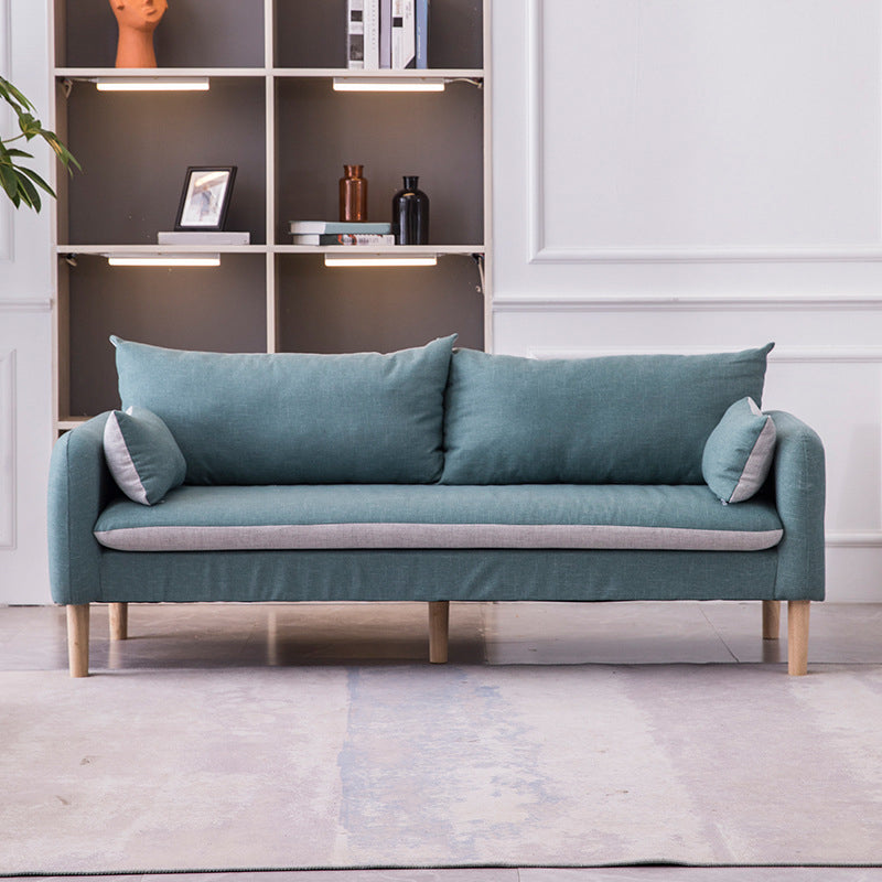 Contemporary Square Arm Sofa Standard Sofa with Pillows for Living Room, Apartment Turquoise Clearhalo 'Furniture' 'furniture_sofas' 'Living Room Furniture' 'Sofa' 'sofas' 5072466