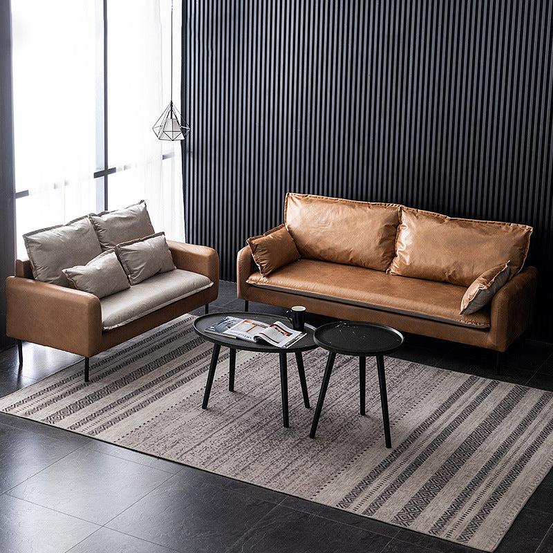 Contemporary Square Arm Sofa Standard Sofa with Pillows for Living Room, Apartment Clearhalo 'Furniture' 'furniture_sofas' 'Living Room Furniture' 'Sofa' 'sofas' 5072479