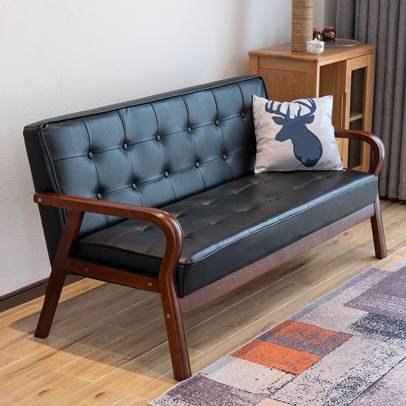 29.5"H Faux Leather Tuxedo Solid Color Square Arm Sofa for Living Room Clearhalo 'furn' 'furn_sofas' 'Furniture' 'furniture_sofas' 'Living Room Furniture' 'Sofa' 'sofas' 5072482