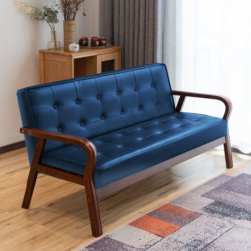 29.5"H Faux Leather Tuxedo Solid Color Square Arm Sofa for Living Room Dark Blue Brown Clearhalo 'furn' 'furn_sofas' 'Furniture' 'furniture_sofas' 'Living Room Furniture' 'Sofa' 'sofas' 5072483