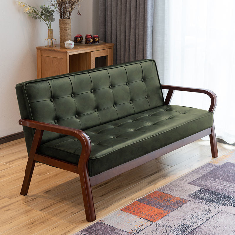 29.5"H Faux Leather Tuxedo Solid Color Square Arm Sofa for Living Room Blackish Green Brown Clearhalo 'furn' 'furn_sofas' 'Furniture' 'furniture_sofas' 'Living Room Furniture' 'Sofa' 'sofas' 5072485