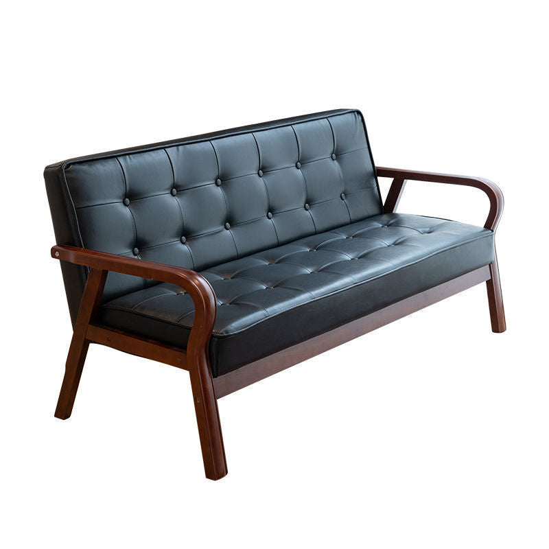 29.5"H Faux Leather Tuxedo Solid Color Square Arm Sofa for Living Room Clearhalo 'furn' 'furn_sofas' 'Furniture' 'furniture_sofas' 'Living Room Furniture' 'Sofa' 'sofas' 5072491
