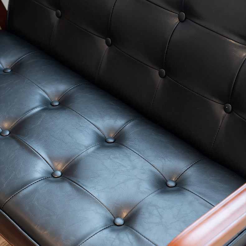 29.5"H Faux Leather Tuxedo Solid Color Square Arm Sofa for Living Room Clearhalo 'furn' 'furn_sofas' 'Furniture' 'furniture_sofas' 'Living Room Furniture' 'Sofa' 'sofas' 5072493