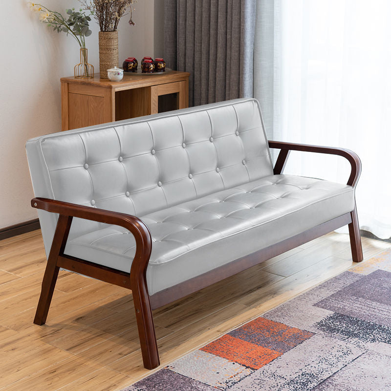 29.5"H Faux Leather Tuxedo Solid Color Square Arm Sofa for Living Room White Brown Clearhalo 'furn' 'furn_sofas' 'Furniture' 'furniture_sofas' 'Living Room Furniture' 'Sofa' 'sofas' 5072503