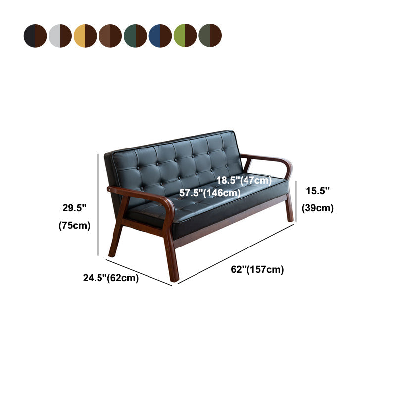 29.5"H Faux Leather Tuxedo Solid Color Square Arm Sofa for Living Room Clearhalo 'furn' 'furn_sofas' 'Furniture' 'furniture_sofas' 'Living Room Furniture' 'Sofa' 'sofas' 5072510