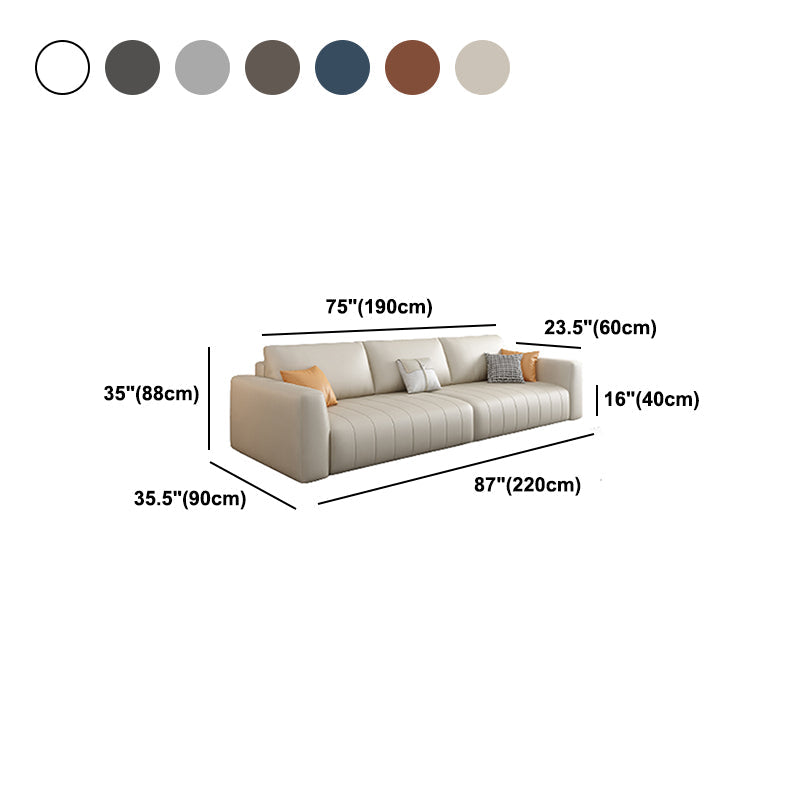 Standard Contemporary Square Arm Faux Leather Stain Resistant Sofa Couch Clearhalo 'furn' 'furn_sofas' 'Furniture' 'furniture_sofas' 'Living Room Furniture' 'Sofa' 'sofas' 5072536