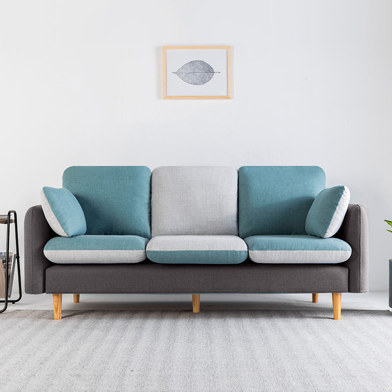 Linen Contemporary Square Arm Sofa Washable Standard Sofa for Living Room Gray Blue Clearhalo 'furn' 'furn_sofas' 'Furniture' 'furniture_sofas' 'Living Room Furniture' 'Sofa' 'sofas' 5072540