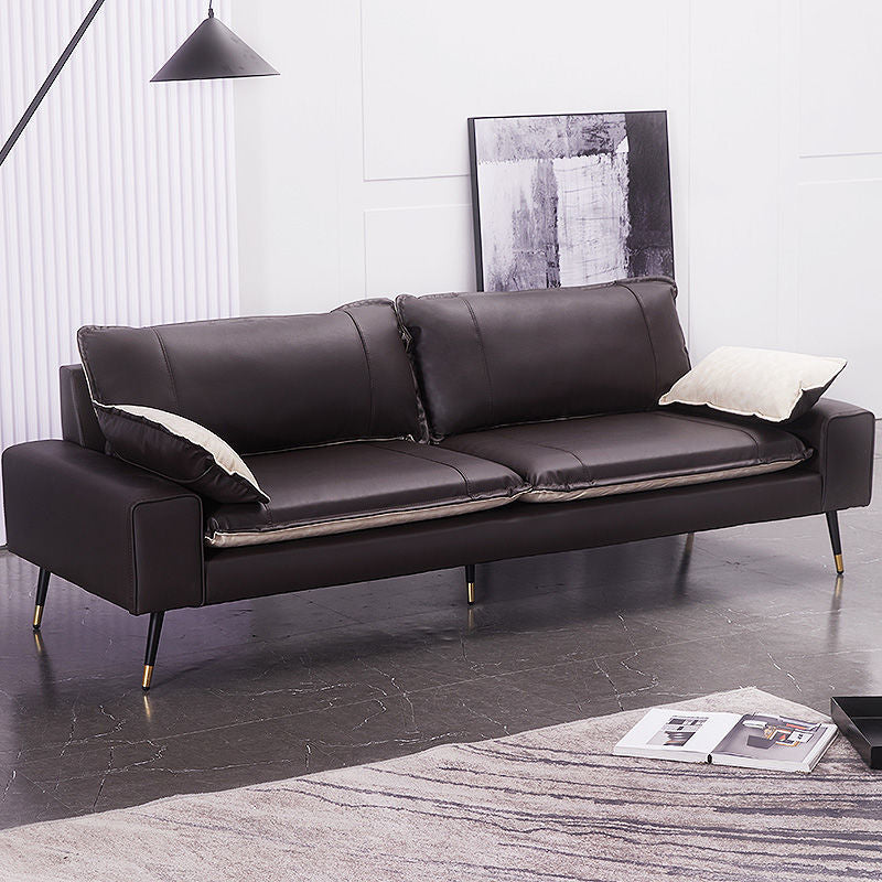 31.4"H Faux Leather Solid Color Square Arm Sofa for Living Room Black White Clearhalo 'Furniture' 'furniture_sofas' 'Living Room Furniture' 'Sofa' 'sofas' 5072567