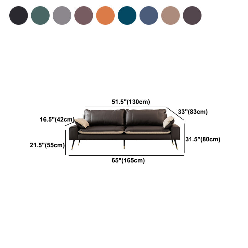 31.4"H Faux Leather Solid Color Square Arm Sofa for Living Room Clearhalo 'Furniture' 'furniture_sofas' 'Living Room Furniture' 'Sofa' 'sofas' 5072575