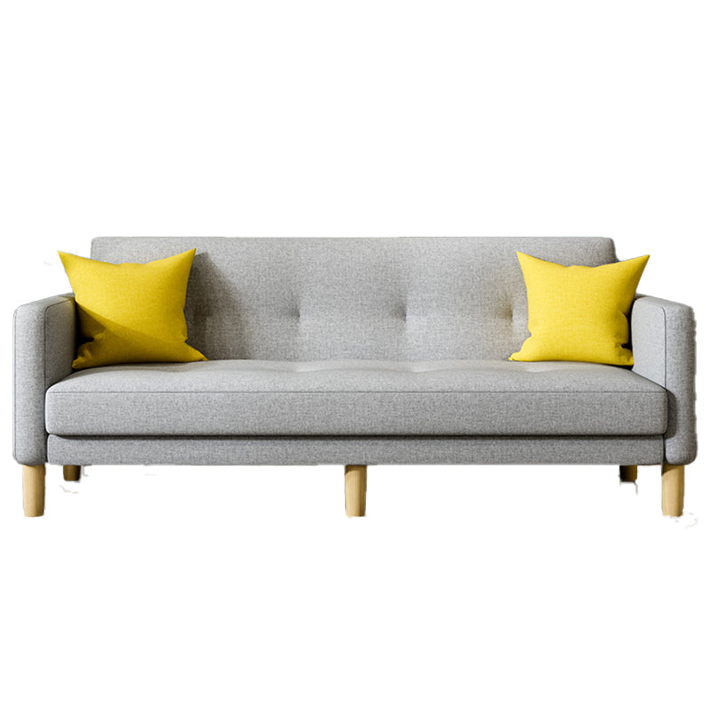 Tufted Split-Back Mid Century Modern Standard Square Arm Sofa Couch 82.7"L x 27.5"W x 35"H Light Gray Cotton Blend Clearhalo 'furn' 'furn_sofas' 'Furniture' 'furniture_sofas' 'Living Room Furniture' 'Sofa' 'sofas' 5072585
