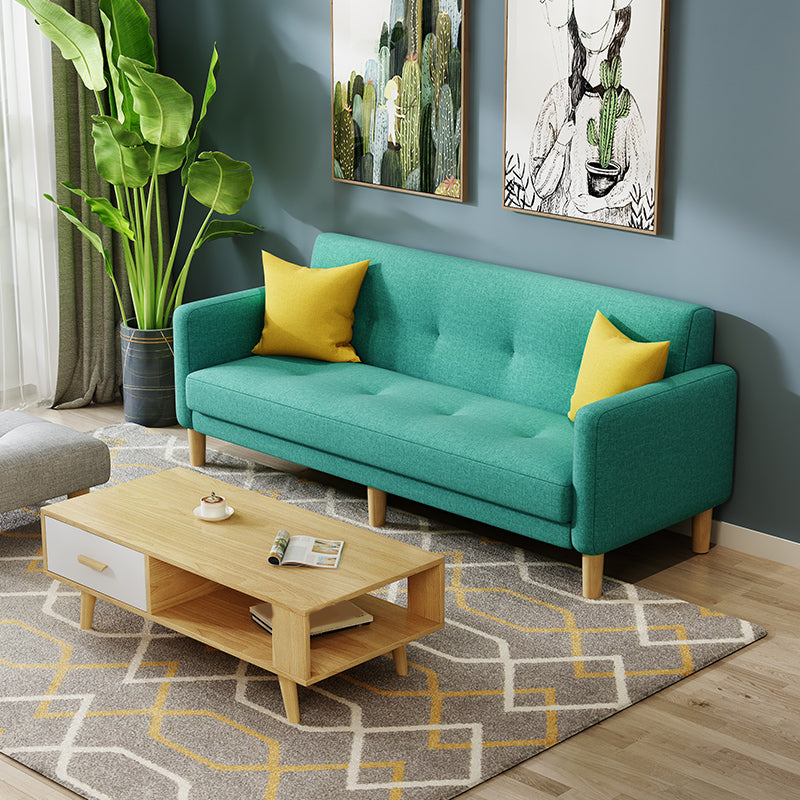 Tufted Split-Back Mid Century Modern Standard Square Arm Sofa Couch Mint Green Cotton Blend Clearhalo 'furn' 'furn_sofas' 'Furniture' 'furniture_sofas' 'Living Room Furniture' 'Sofa' 'sofas' 5072588