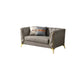 29.5"H Velvet/ Faux Leather Sewn Pillow Back Tuxedo Arm Sofa for Living Room Grey 29.5"H x 60"L x 29.5"W Faux Leather Clearhalo 'Furniture' 'furniture_sofas' 'Living Room Furniture' 'Sofa' 'sofas' 5072621