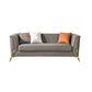 29.5"H Velvet/ Faux Leather Sewn Pillow Back Tuxedo Arm Sofa for Living Room Grey 29.5"H x 77"L x 29.5"W Faux Leather Clearhalo 'Furniture' 'furniture_sofas' 'Living Room Furniture' 'Sofa' 'sofas' 5072628