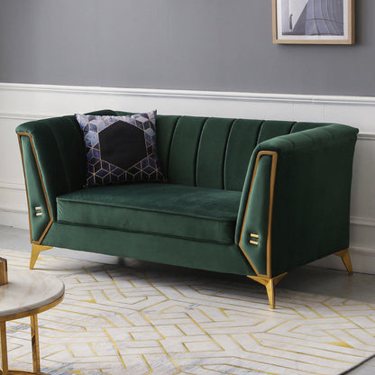 29.5"H Velvet/ Faux Leather Sewn Pillow Back Tuxedo Arm Sofa for Living Room Blackish Green 29.5"H x 60"L x 29.5"W Velvet Clearhalo 'Furniture' 'furniture_sofas' 'Living Room Furniture' 'Sofa' 'sofas' 5072633