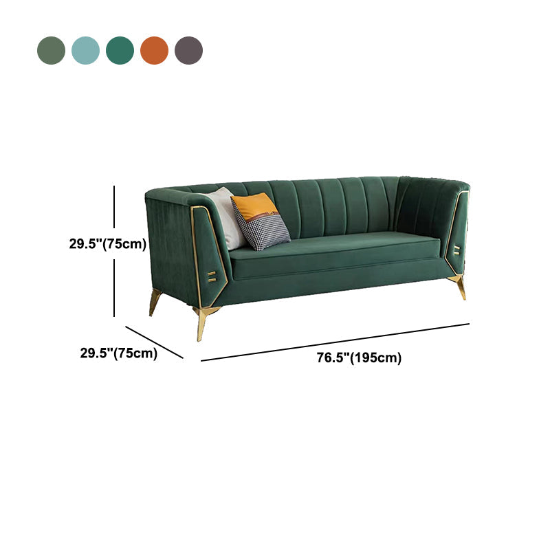 29.5"H Velvet/ Faux Leather Sewn Pillow Back Tuxedo Arm Sofa for Living Room Clearhalo 'Furniture' 'furniture_sofas' 'Living Room Furniture' 'Sofa' 'sofas' 5072635