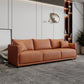 Faux Leather Sofa 29.52" D x 29.52" H Square Arm Sofa for Living Room Orange Clearhalo 'furn' 'furn_sofas' 'Furniture' 'furniture_sofas' 'Living Room Furniture' 'Sofa' 'sofas' 5072650