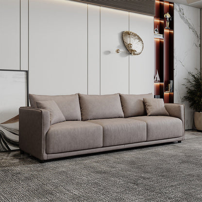 Faux Leather Sofa 29.52" D x 29.52" H Square Arm Sofa for Living Room Light Khaki Clearhalo 'furn' 'furn_sofas' 'Furniture' 'furniture_sofas' 'Living Room Furniture' 'Sofa' 'sofas' 5072651