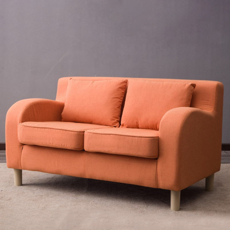 Linen Contemporary Sloped Arm Sofa Standard Sofa for Living Room, Apartment Orange Clearhalo 'furn' 'furn_sofas' 'Furniture' 'furniture_sofas' 'Living Room Furniture' 'Sofa' 'sofas' 5072666