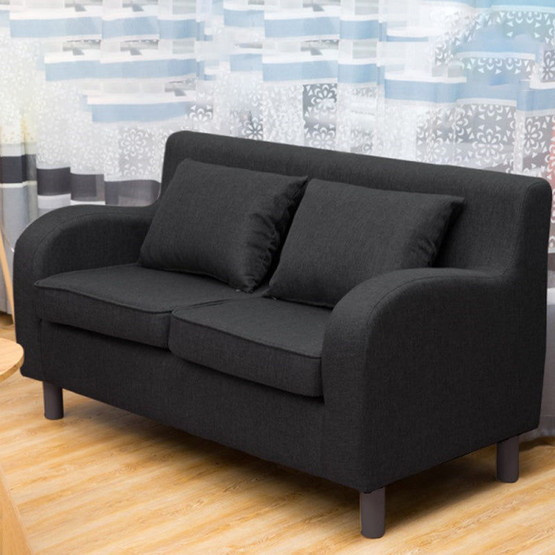 Linen Contemporary Sloped Arm Sofa Standard Sofa for Living Room, Apartment Black Clearhalo 'furn' 'furn_sofas' 'Furniture' 'furniture_sofas' 'Living Room Furniture' 'Sofa' 'sofas' 5072667