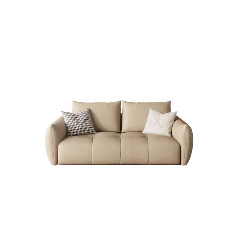 Faux Leather Sofa Sofa 37.40" D x 32.28" H Square Arm Sofa for Living Room 75"L x 37"W x 32"H Clearhalo 'furn' 'furn_sofas' 'Furniture' 'furniture_sofas' 'Living Room Furniture' 'Sofa' 'sofas' 5072681