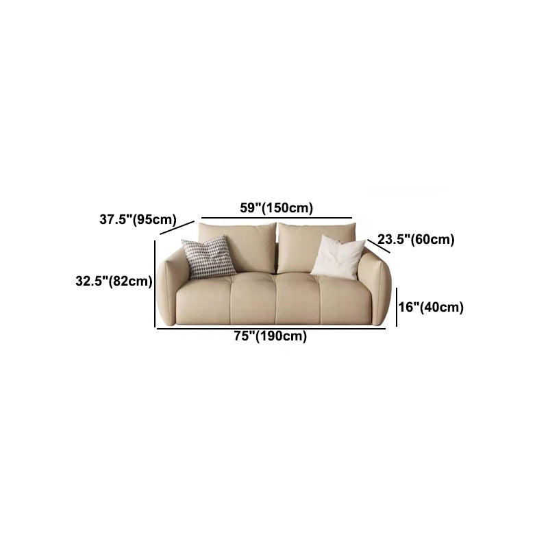 Faux Leather Sofa Sofa 37.40" D x 32.28" H Square Arm Sofa for Living Room Clearhalo 'furn' 'furn_sofas' 'Furniture' 'furniture_sofas' 'Living Room Furniture' 'Sofa' 'sofas' 5072683
