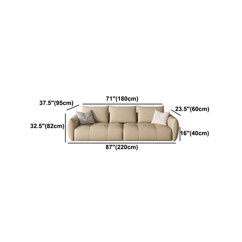 Faux Leather Sofa Sofa 37.40" D x 32.28" H Square Arm Sofa for Living Room Clearhalo 'furn' 'furn_sofas' 'Furniture' 'furniture_sofas' 'Living Room Furniture' 'Sofa' 'sofas' 5072684