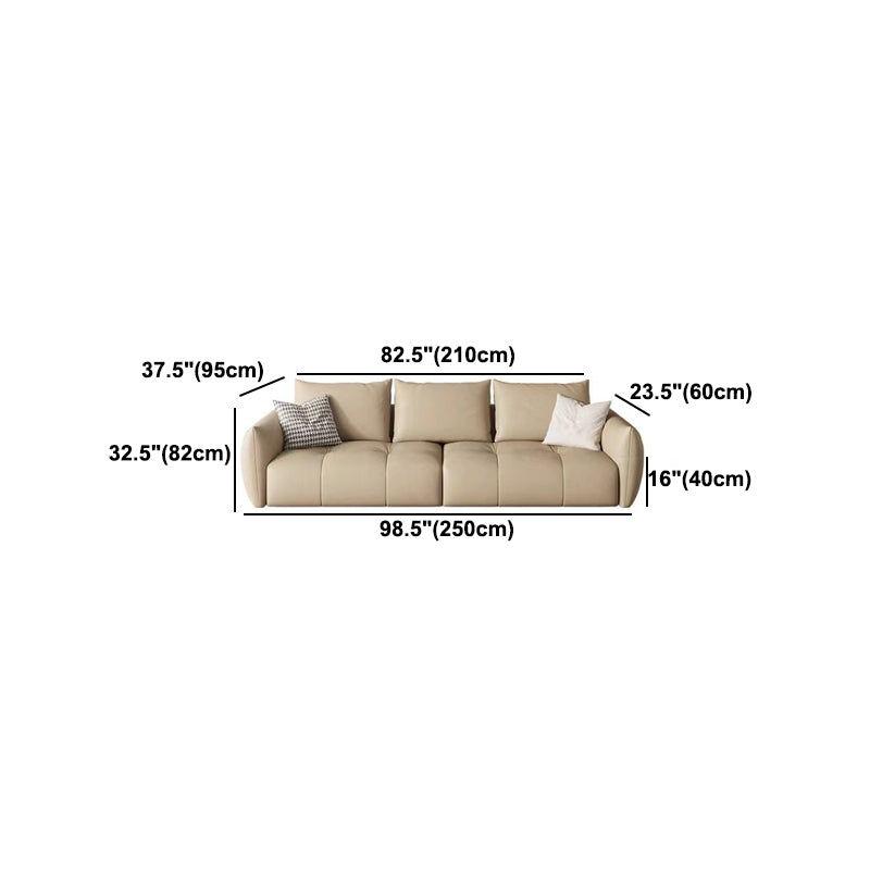 Faux Leather Sofa Sofa 37.40" D x 32.28" H Square Arm Sofa for Living Room Clearhalo 'furn' 'furn_sofas' 'Furniture' 'furniture_sofas' 'Living Room Furniture' 'Sofa' 'sofas' 5072685