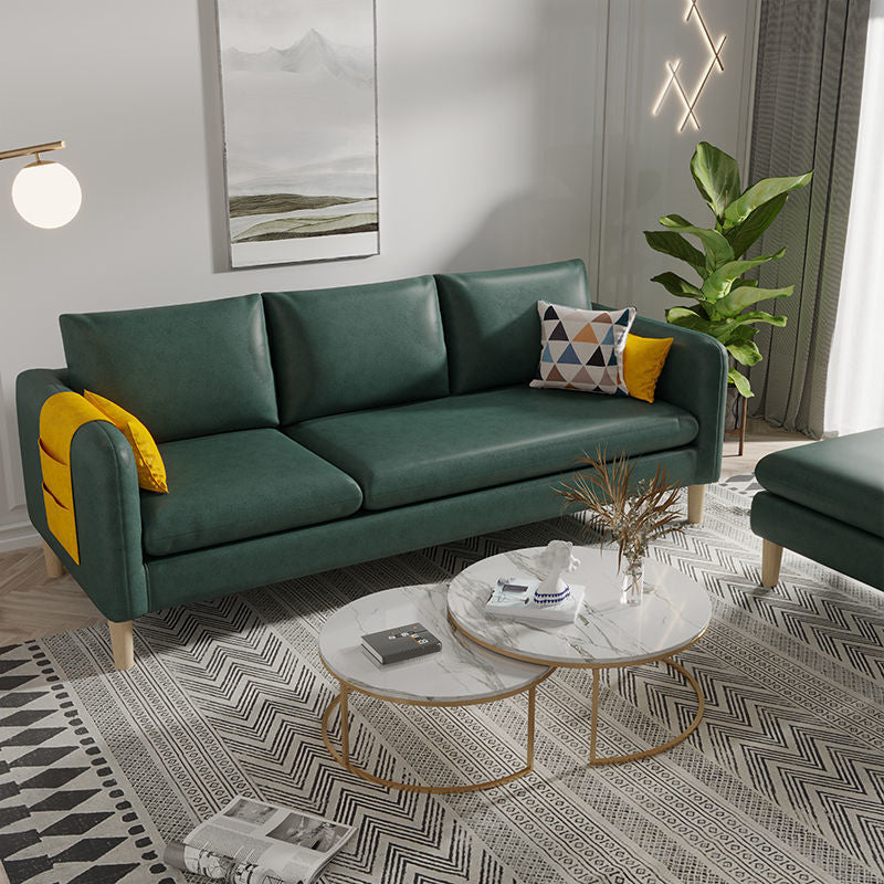 3 Seater Faux Leather Square Arm Sofa for Living Room with Storage Blackish Green Clearhalo 'furn' 'furn_sofas' 'Furniture' 'furniture_sofas' 'Living Room Furniture' 'Sofa' 'sofas' 5072686