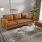 3 Seater Faux Leather Square Arm Sofa for Living Room with Storage Orange Clearhalo 'furn' 'furn_sofas' 'Furniture' 'furniture_sofas' 'Living Room Furniture' 'Sofa' 'sofas' 5072688