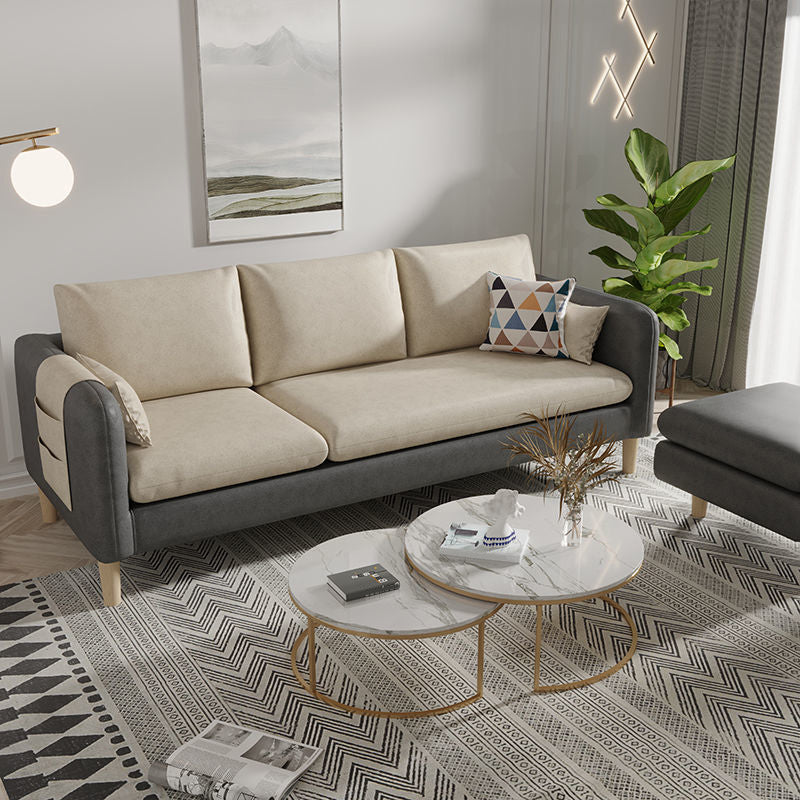 3 Seater Faux Leather Square Arm Sofa for Living Room with Storage White-Gray Clearhalo 'furn' 'furn_sofas' 'Furniture' 'furniture_sofas' 'Living Room Furniture' 'Sofa' 'sofas' 5072692