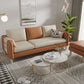 3 Seater Faux Leather Square Arm Sofa for Living Room with Storage Orange White Clearhalo 'furn' 'furn_sofas' 'Furniture' 'furniture_sofas' 'Living Room Furniture' 'Sofa' 'sofas' 5072694