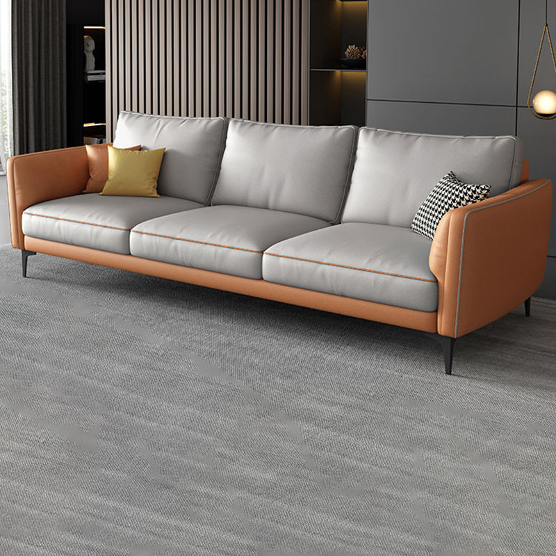 Stain Resistant Faux Leather Contemporary Standard Sofa Couch 84.5"L x 33.5"W x 33.5"H Spring&Foam Clearhalo 'furn' 'furn_sofas' 'Furniture' 'furniture_sofas' 'Living Room Furniture' 'Sofa' 'sofas' 5072700