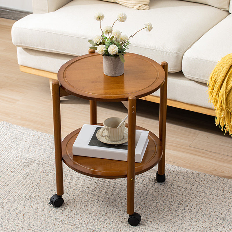 4 Legs End Table Wood Round Side End Table with Shelves for Living Room 14"L x 14"W x 22"H Clearhalo 'Coffee & Accent Tables' 'End & Side Tables' 'end_side_table' 'end_side_tables' 'furn' 'furn_end_side_tables' 'Furniture' 'furniture_end_side_table' 'Living Room Furniture' 5072717